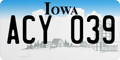 IA license plate ACY039