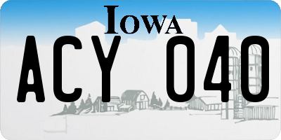 IA license plate ACY040