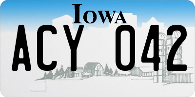 IA license plate ACY042