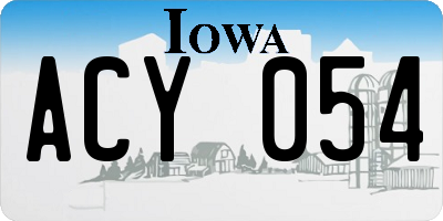 IA license plate ACY054