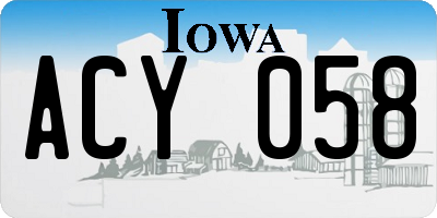 IA license plate ACY058