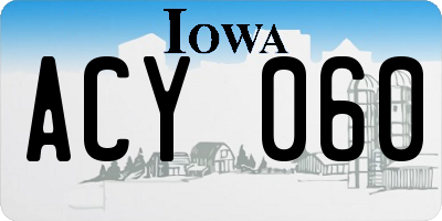 IA license plate ACY060