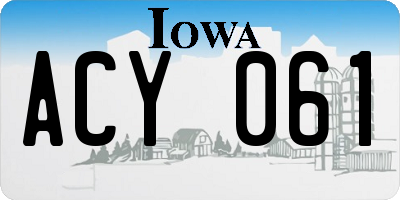IA license plate ACY061