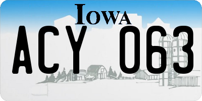 IA license plate ACY063