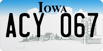 IA license plate ACY067