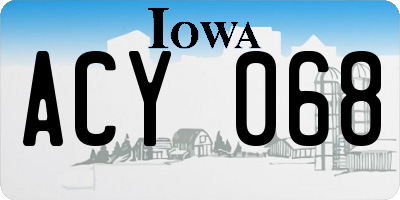 IA license plate ACY068