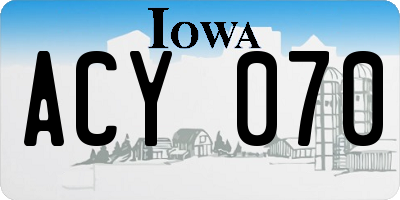 IA license plate ACY070