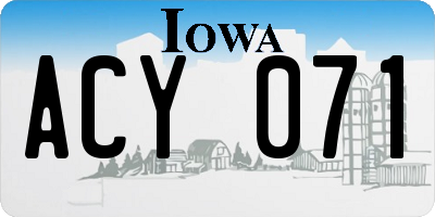 IA license plate ACY071