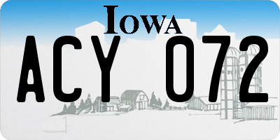 IA license plate ACY072