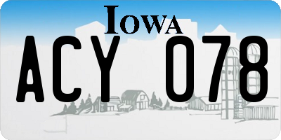 IA license plate ACY078