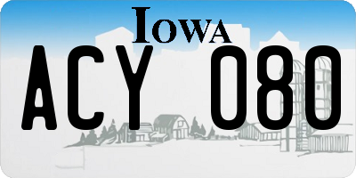 IA license plate ACY080