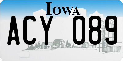 IA license plate ACY089