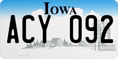 IA license plate ACY092