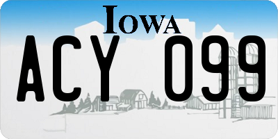IA license plate ACY099