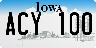IA license plate ACY100