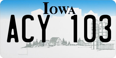 IA license plate ACY103