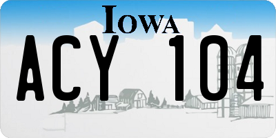 IA license plate ACY104