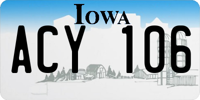 IA license plate ACY106