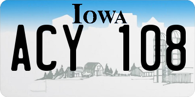 IA license plate ACY108