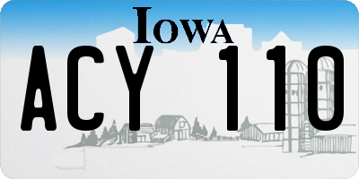 IA license plate ACY110