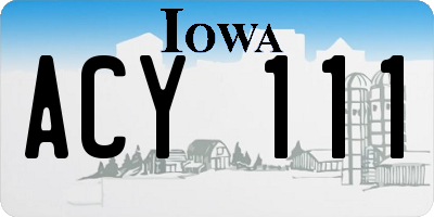 IA license plate ACY111