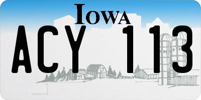 IA license plate ACY113
