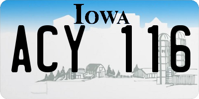 IA license plate ACY116