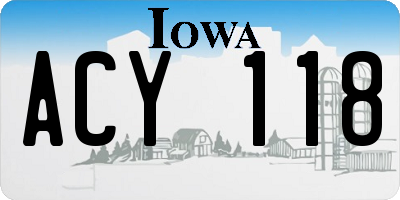 IA license plate ACY118