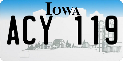 IA license plate ACY119