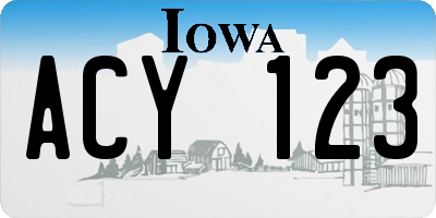 IA license plate ACY123