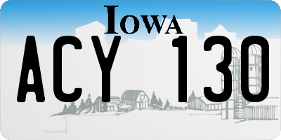 IA license plate ACY130