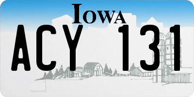 IA license plate ACY131