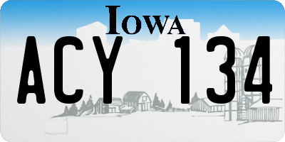 IA license plate ACY134