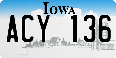 IA license plate ACY136