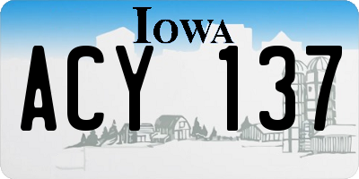 IA license plate ACY137