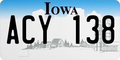 IA license plate ACY138