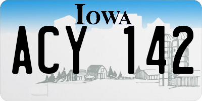 IA license plate ACY142