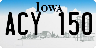 IA license plate ACY150