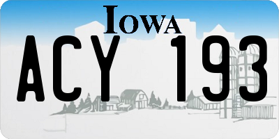 IA license plate ACY193