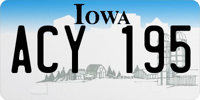 IA license plate ACY195