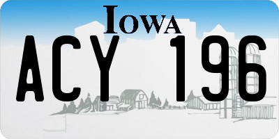 IA license plate ACY196