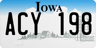 IA license plate ACY198