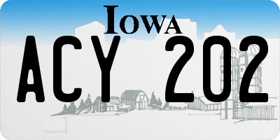 IA license plate ACY202