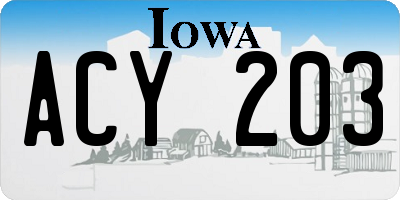 IA license plate ACY203