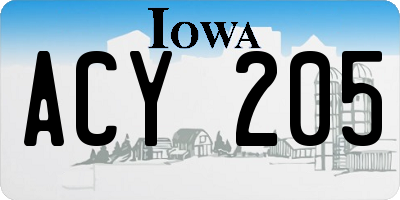 IA license plate ACY205
