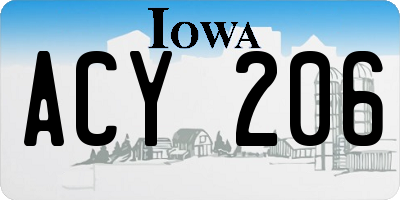 IA license plate ACY206