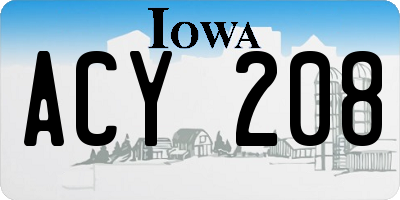 IA license plate ACY208