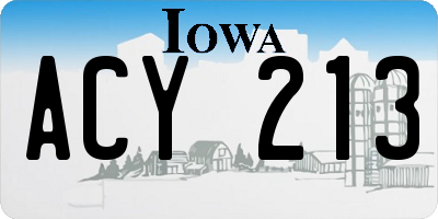 IA license plate ACY213