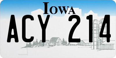 IA license plate ACY214