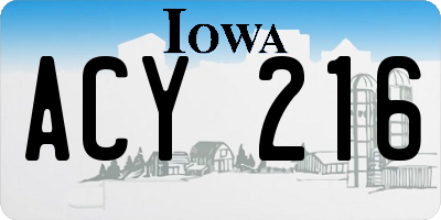IA license plate ACY216
